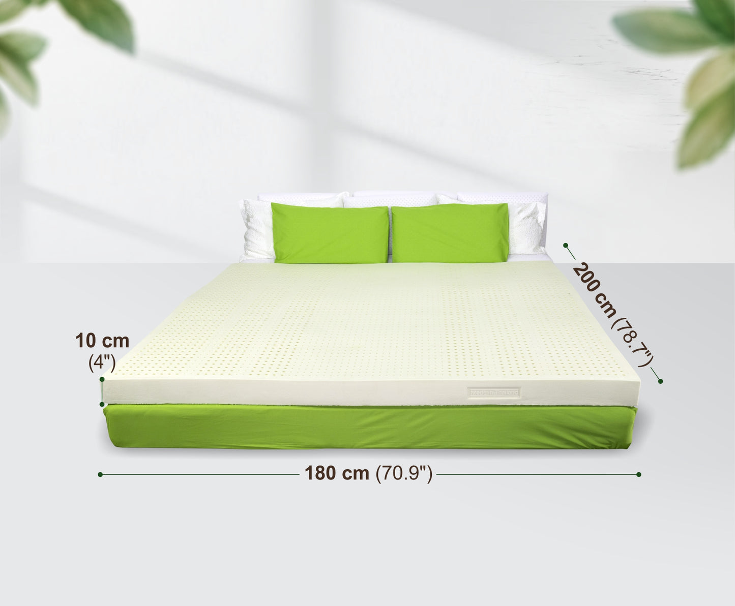 ที่นอนยางพาราแท้ 180x200x10 ซม. (6 ฟุต 4 นิ้ว)  