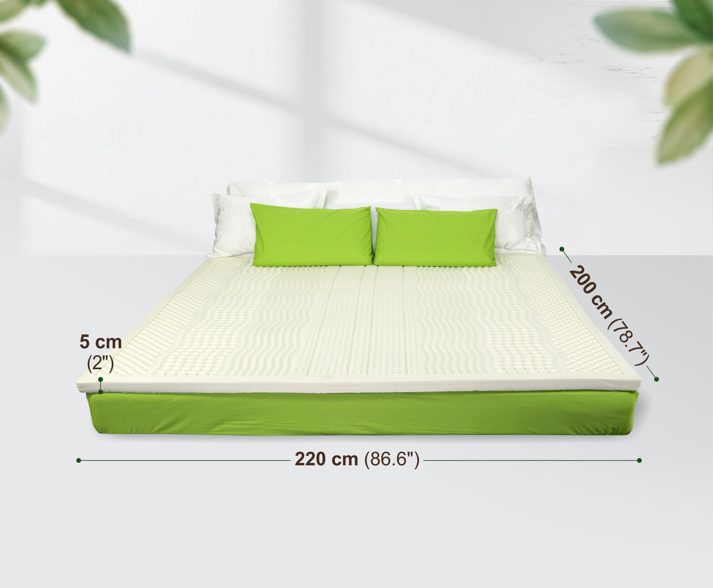 ที่นอนยางพาราแท้ 220x200x5 ซม. (7 ฟุต 2 นิ้ว)  