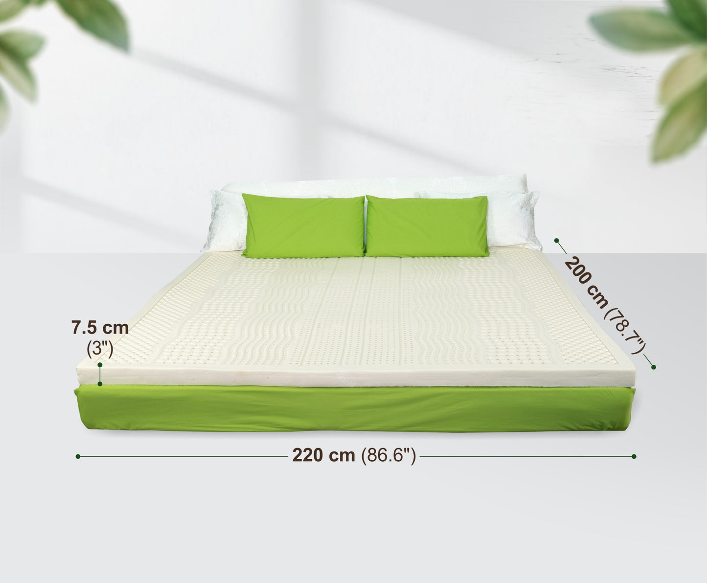 ที่นอนยางพาราแท้ 220x200x7.5 ซม. (7 ฟุต 3 นิ้ว)  